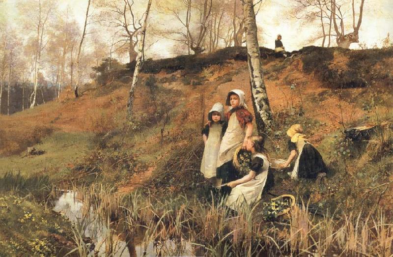 Hector Caffieri The Primrose Gatherers Sweden oil painting art
